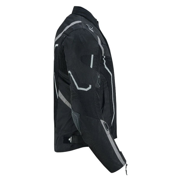 Tuff Gear mesh motorcycle jacket black side profile