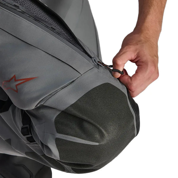 Adjustable lower leg zipper and reinforced knee panel on Alpinestars Nazca 3L Gore-Tex Pro pants