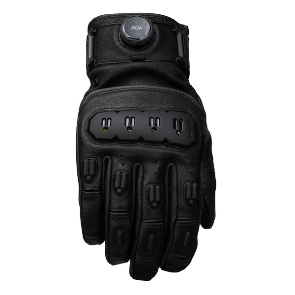 Knox Orsa Leather MK3 black leather motorcycle glove back view with knuckle protection