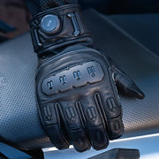 Knox Orsa Leather MK3 black leather motorcycle glove on motorcycle Video thumbnail