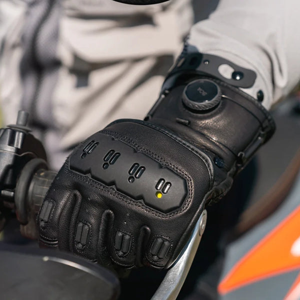 Knox Orsa Leather MK3 black leather motorcycle glove worn by motorcyclist