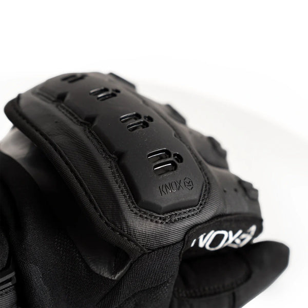 Knox Orsa OR4 Textile black motorcycle glove knuckle protection close-up