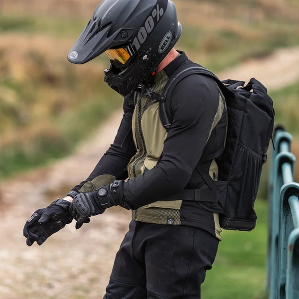 Motorcyclist wearing Knox Orsa OR4 Textile gloves while riding
