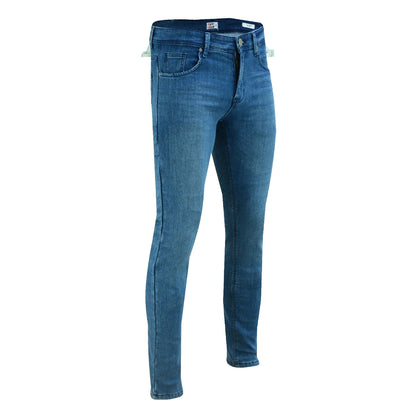 Tuff Gear premium slim fit blue motorcycle jeans front angle view