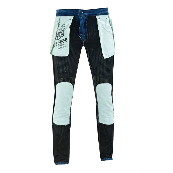 Tuff Gear motorcycle jeans with knee armour installed