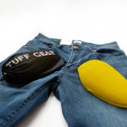 CE knee armour with Kevlar lining inside Tuff Gear blue motorcycle jeans Video thumbnail