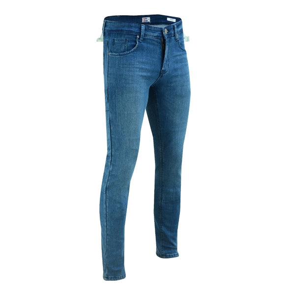 Tuff Gear premium straight fit blue motorcycle jeans front angled view