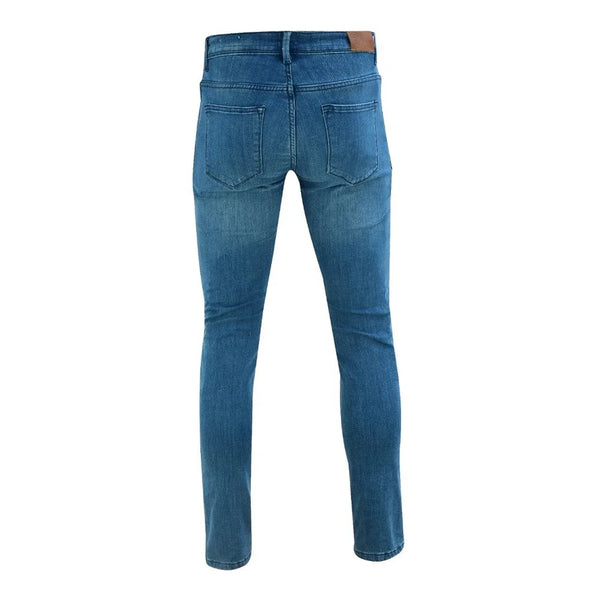 Tuff Gear premium straight fit blue motorcycle jeans rear view