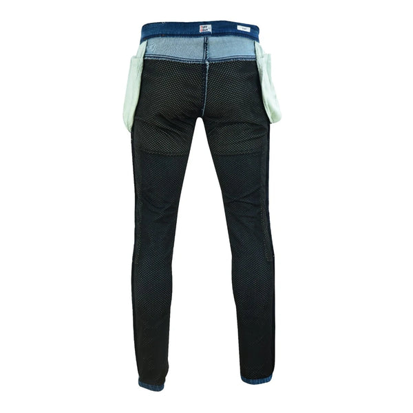 Rear interior DuPont™ Kevlar lining of Tuff Gear premium straight fit blue motorcycle jeans