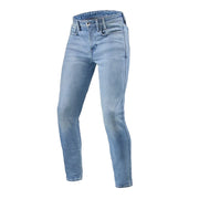 REV'IT! Piston 3 Skinny Motorcycle Jeans Light Blue Front View Video thumbnail