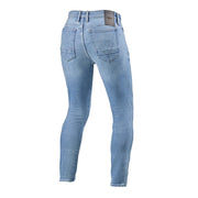 REV'IT! Piston 3 Skinny Motorcycle Jeans Light Blue Rear View Video thumbnail