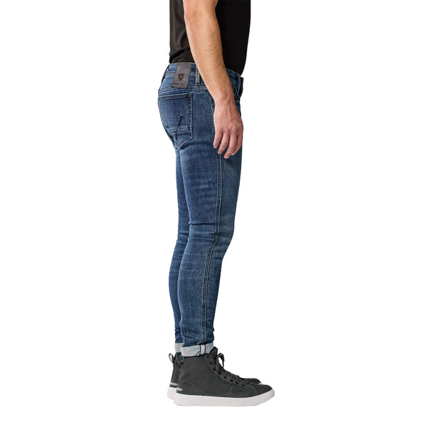 REV'IT! Piston 3 Skinny Motorcycle Jeans Worn by Rider Side View