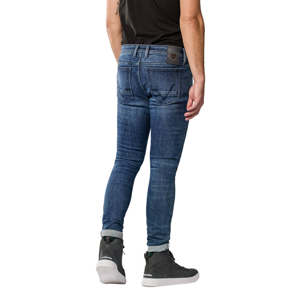 REV'IT! Piston 3 Skinny Motorcycle Jeans Worn by Rider Rear View