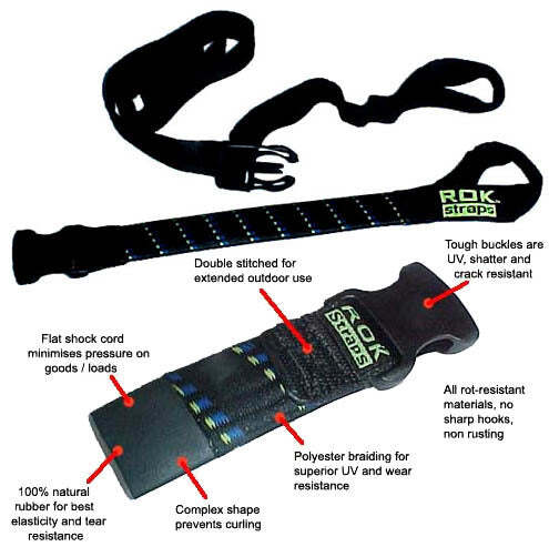 ROK Straps Motorcycle Adjustable Strap – Black Reflective (Pair)