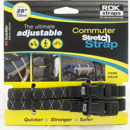 ROK Straps Commuter Adjustable Strap – Black/Silver (Pair)