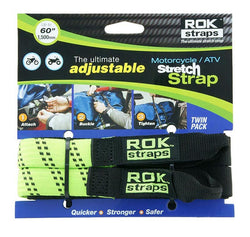 ROK Straps Motorcycle Adjustable Strap – Hi-Vis Green (Pair)