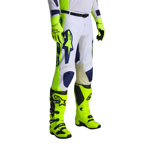 Side View of Alpinestars Racer Air Riway motocross pants with motocross boots