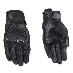 Short Cuff Leather Gloves - Black