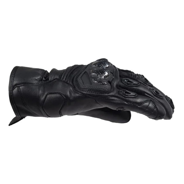 Short Cuff Leather Gloves – Black – Top View
