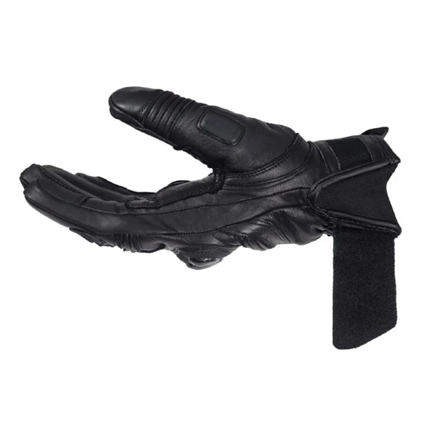 Short Cuff Leather Gloves – Black – Side View