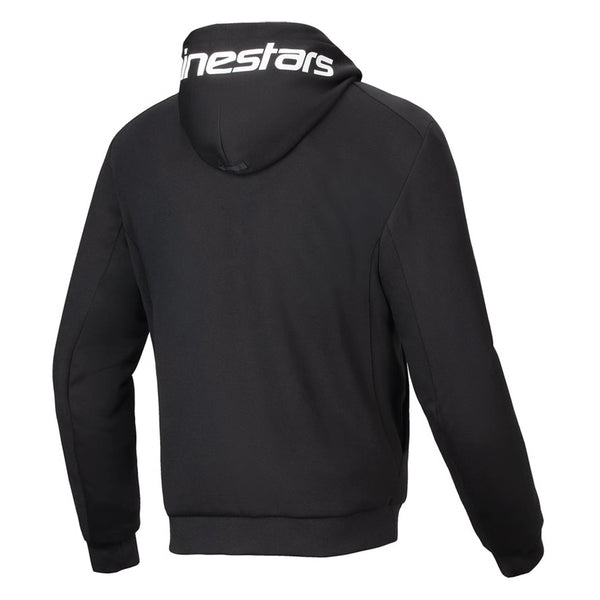 Alpinestars Chrome V2 hoodie black rear view urban motorcycle riding hoodie