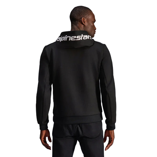 Alpinestars Chrome V2 hoodie rear view on rider urban motorcycle apparel