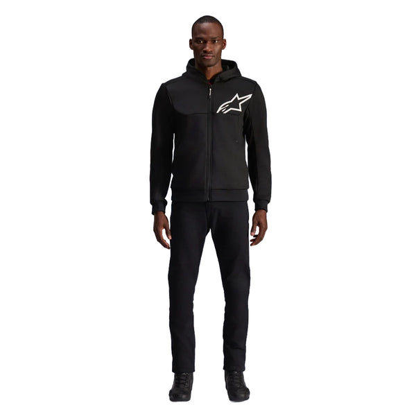 full outfit with Alpinestars Chrome V2 sport hoodie black street style motorcycle gear