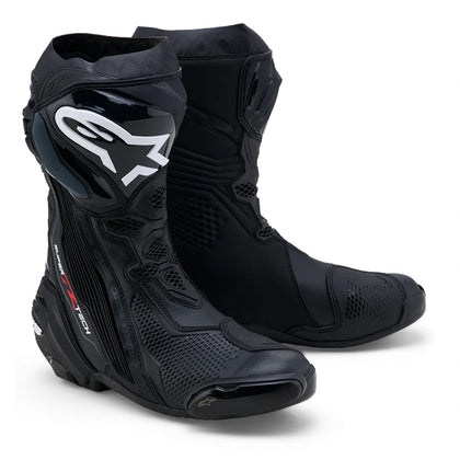 Alpinestars Supertech R V2 black motorcycle racing boots pair