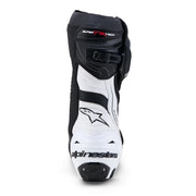 Alpinestars Supertech R V2 white and black motorcycle racing boot rear view Video thumbnail