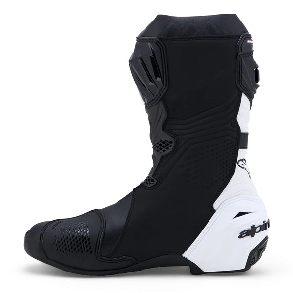 Alpinestars Supertech R V2 white and black motorcycle racing boot side view