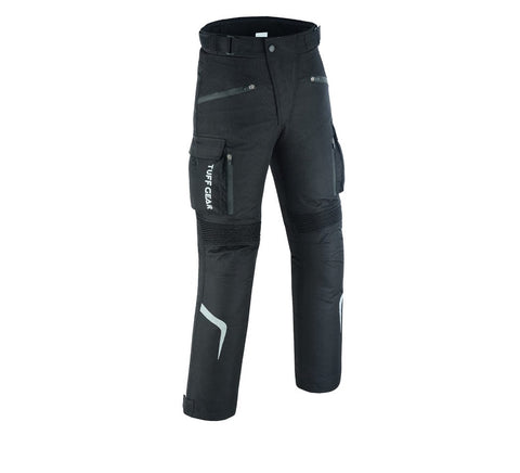 Tuff Gear Motorbike Waterproof Armoured Textile Pants - Adventure (Black)