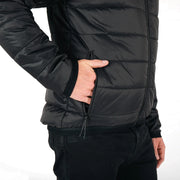 zip pocket detail Knox Union Quilted jacket black lightweight insulated motorcycle jacket Video thumbnail