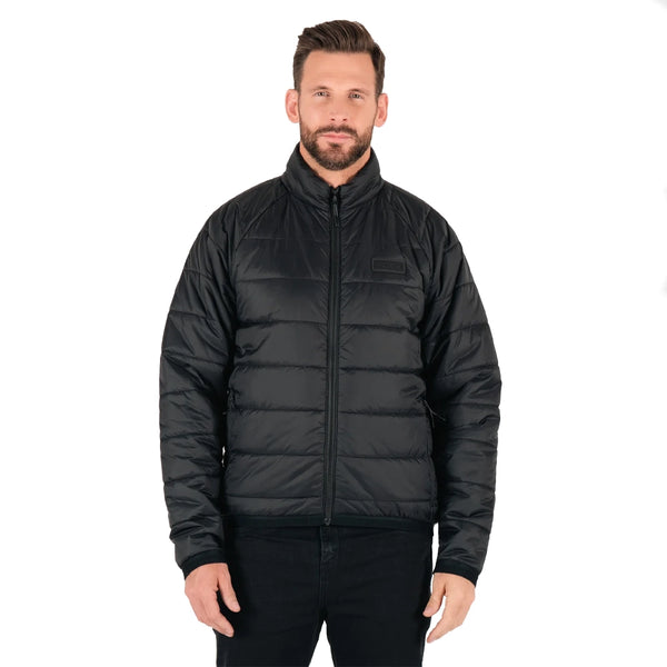 Knox Mens Union Quilted Jacket black front model wearing lightweight insulated motorcycle jacket