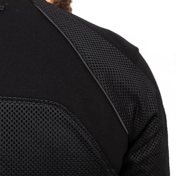 Knox motorcycle jacket shoulder mesh ventilation panel close up