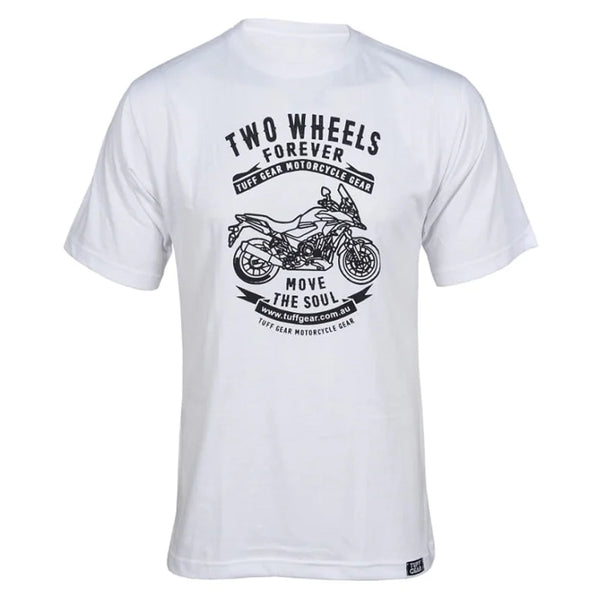 Tuff Gear motorcycle white t shirt front graphic view
