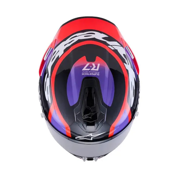 Alpinestars SR7 Lumen Helmet Black Purple Fluro Red White Gloss