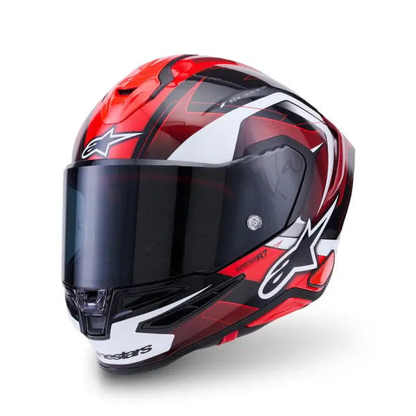 Alpinestars SR7 Kinetis Helmet BLACK WHITE  RED GLOSS