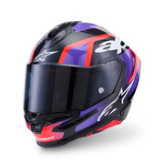 Alpinestars SR7 Lumen Helmet Black Purple Fluro Red White Gloss Video thumbnail