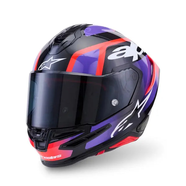 Alpinestars SR7 Lumen Helmet Black Purple Fluro Red White Gloss