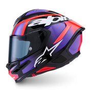 Alpinestars SR7 Lumen Helmet Black Purple Fluro Red White Gloss Video thumbnail