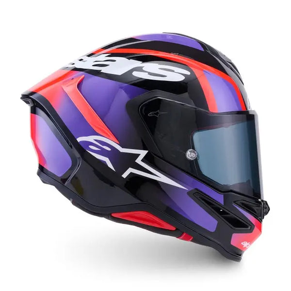 Alpinestars SR7 Lumen Helmet Black Purple Fluro Red White Gloss
