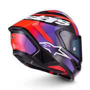 Alpinestars SR7 Lumen Helmet Black Purple Fluro Red White Gloss Video thumbnail