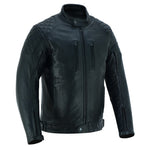 Tuff Gear Motorcycle Leather Classic Retro Jacket - Black