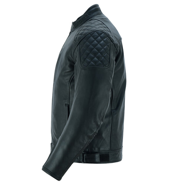 Tuff Gear Motorcycle Leather Classic Retro Jacket - Black