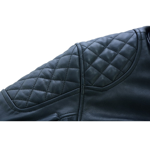 Tuff Gear Motorcycle Leather Classic Retro Jacket - Black