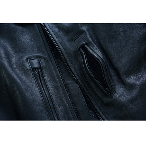 Tuff Gear Motorcycle Leather Classic Retro Jacket - Black