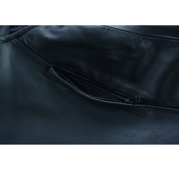 Tuff Gear Motorcycle Leather Classic Retro Jacket - Black