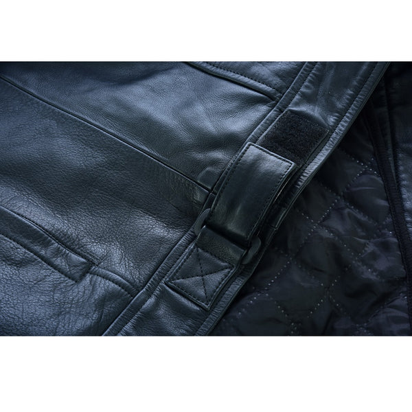 Tuff Gear Motorcycle Leather Classic Retro Jacket - Black