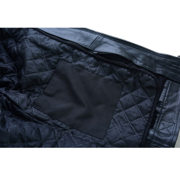 Tuff Gear Motorcycle Leather Classic Retro Jacket - Black