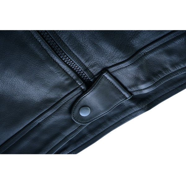 Tuff Gear Motorcycle Leather Classic Retro Jacket - Black